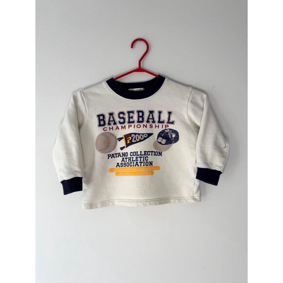 y2K vintage baseball varsity retro graphic boys cotton cropped tee shirt top - Picture 8 of 9